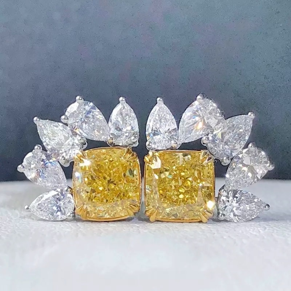 Yellow Crystal CZ Stud Earrings